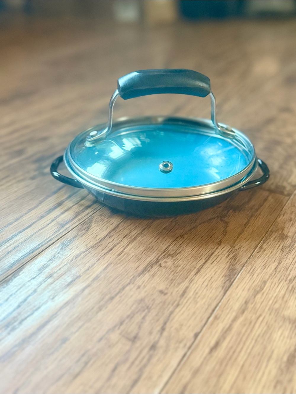 Vintage MCM 70s Enamel Enamelware Pan With Lid Emo Celje Yugoslavia Blue 15